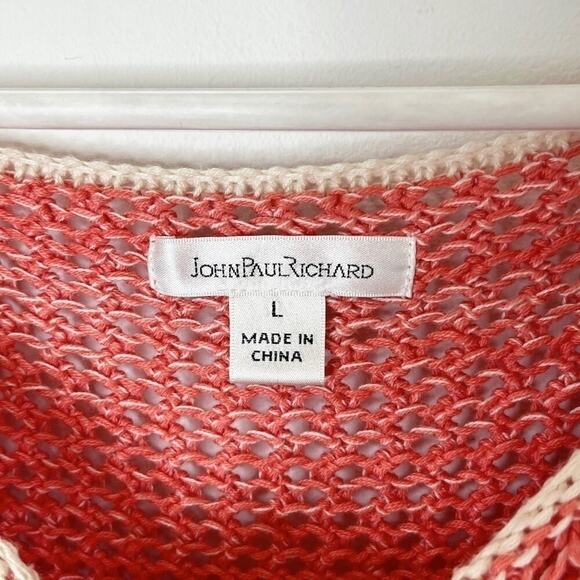 John Paul Richard Women Sweater Size L Open Knit Pink Tunic Long Sleeve Pullover - Picture 6 of 8